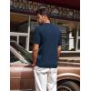 imagePJ PAUL JONES Mens Polo Shirts Short Sleeve VNeck Ribbed Polo Shirt Casual Breathable Knit PoloNavy Blue