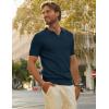 imagePJ PAUL JONES Mens Polo Shirts Short Sleeve VNeck Ribbed Polo Shirt Casual Breathable Knit PoloNavy Blue