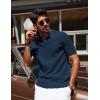 imagePJ PAUL JONES Mens Polo Shirts Short Sleeve VNeck Ribbed Polo Shirt Casual Breathable Knit PoloNavy Blue