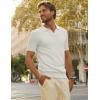 imagePJ PAUL JONES Mens Polo Shirts Short Sleeve VNeck Ribbed Polo Shirt Casual Breathable Knit PoloWhite