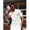 imagePJ PAUL JONES Mens Polo Shirts Short Sleeve VNeck Ribbed Polo Shirt Casual Breathable Knit PoloWhite