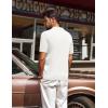 imagePJ PAUL JONES Mens Polo Shirts Short Sleeve VNeck Ribbed Polo Shirt Casual Breathable Knit PoloWhite