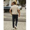 imagePJ PAUL JONES Mens Quarter Zip Polo Shirts Short Sleeve Textured Knit Polo T Shirt Business Casual Golf ShirtsApricot