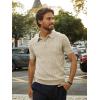 imagePJ PAUL JONES Mens Quarter Zip Polo Shirts Short Sleeve Textured Knit Polo T Shirt Business Casual Golf ShirtsApricot