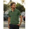 imagePJ PAUL JONES Mens Quarter Zip Polo Shirts Short Sleeve Textured Knit Polo T Shirt Business Casual Golf ShirtsArmy Green