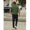 imagePJ PAUL JONES Mens Quarter Zip Polo Shirts Short Sleeve Textured Knit Polo T Shirt Business Casual Golf ShirtsArmy Green