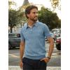 imagePJ PAUL JONES Mens Quarter Zip Polo Shirts Short Sleeve Textured Knit Polo T Shirt Business Casual Golf ShirtsBlue