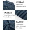 imagePJ PAUL JONES Mens Quarter Zip Polo Shirts Short Sleeve Textured Knit Polo T Shirt Business Casual Golf ShirtsBlue Gray