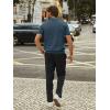 imagePJ PAUL JONES Mens Quarter Zip Polo Shirts Short Sleeve Textured Knit Polo T Shirt Business Casual Golf ShirtsBlue Gray