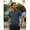 imagePJ PAUL JONES Mens Quarter Zip Polo Shirts Short Sleeve Textured Knit Polo T Shirt Business Casual Golf ShirtsBlue Gray