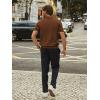 imagePJ PAUL JONES Mens Quarter Zip Polo Shirts Short Sleeve Textured Knit Polo T Shirt Business Casual Golf ShirtsCaramel