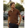imagePJ PAUL JONES Mens Quarter Zip Polo Shirts Short Sleeve Textured Knit Polo T Shirt Business Casual Golf ShirtsCaramel