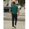 imagePJ PAUL JONES Mens Quarter Zip Polo Shirts Short Sleeve Textured Knit Polo T Shirt Business Casual Golf ShirtsGreen