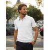 imagePJ PAUL JONES Mens Quarter Zip Polo Shirts Short Sleeve Textured Knit Polo T Shirt Business Casual Golf ShirtsWhite