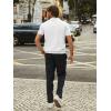 imagePJ PAUL JONES Mens Quarter Zip Polo Shirts Short Sleeve Textured Knit Polo T Shirt Business Casual Golf ShirtsWhite