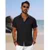 imagePJ PAUL JONES Mens Short Sleeve Button Down Shirts Casual Beach Summer Vacation ShirtsBlack