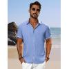 imagePJ PAUL JONES Mens Short Sleeve Button Down Shirts Casual Beach Summer Vacation ShirtsClear Blue