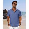 imagePJ PAUL JONES Mens Short Sleeve Button Down Shirts Casual Beach Summer Vacation ShirtsDenim Blue