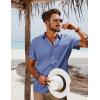 imagePJ PAUL JONES Mens Short Sleeve Button Down Shirts Casual Beach Summer Vacation ShirtsDenim Blue