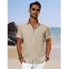 imagePJ PAUL JONES Mens Short Sleeve Button Down Shirts Casual Beach Summer Vacation ShirtsKhaki