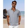 imagePJ PAUL JONES Mens Short Sleeve Button Down Shirts Casual Beach Summer Vacation ShirtsLight Grey