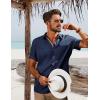 imagePJ PAUL JONES Mens Short Sleeve Button Down Shirts Casual Beach Summer Vacation ShirtsNavy Blue