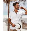 imagePJ PAUL JONES Mens Short Sleeve Button Down Shirts Casual Beach Summer Vacation ShirtsWhite