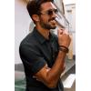 imagePJ PAUL JONES Mens Short Sleeve Button Down Shirts Lightweight Cotton Shirt Casual Summer Shirts for MenBlack