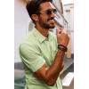 imagePJ PAUL JONES Mens Short Sleeve Button Down Shirts Lightweight Cotton Shirt Casual Summer Shirts for MenLightgreen