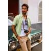 imagePJ PAUL JONES Mens Short Sleeve Button Down Shirts Lightweight Cotton Shirt Casual Summer Shirts for MenLightgreen