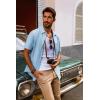 imagePJ PAUL JONES Mens Short Sleeve Button Down Shirts Lightweight Cotton Shirt Casual Summer Shirts for MenSkyblue