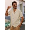 imagePJ PAUL JONES Mens Short Sleeve Button Down Shirts Untuckit Cuban Casual Shirt with Pocket for Summer BeachApricot