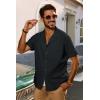 imagePJ PAUL JONES Mens Short Sleeve Button Down Shirts Untuckit Cuban Casual Shirt with Pocket for Summer BeachBlack