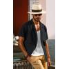 imagePJ PAUL JONES Mens Short Sleeve Button Down Shirts Untuckit Cuban Casual Shirt with Pocket for Summer BeachBlack