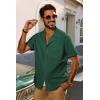 imagePJ PAUL JONES Mens Short Sleeve Button Down Shirts Untuckit Cuban Casual Shirt with Pocket for Summer BeachGreen