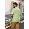 imagePJ PAUL JONES Mens Short Sleeve Button Down Shirts Untuckit Cuban Casual Shirt with Pocket for Summer BeachLight Green