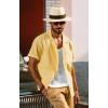 imagePJ PAUL JONES Mens Short Sleeve Button Down Shirts Untuckit Cuban Casual Shirt with Pocket for Summer BeachLight Yellow