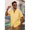 imagePJ PAUL JONES Mens Short Sleeve Button Down Shirts Untuckit Cuban Casual Shirt with Pocket for Summer BeachLight Yellow