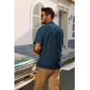 imagePJ PAUL JONES Mens Short Sleeve Button Down Shirts Untuckit Cuban Casual Shirt with Pocket for Summer BeachNavy Blue
