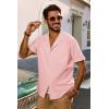 imagePJ PAUL JONES Mens Short Sleeve Button Down Shirts Untuckit Cuban Casual Shirt with Pocket for Summer BeachPink