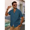 imagePJ PAUL JONES Mens Short Sleeve Button Down Shirts Untuckit Cuban Casual Shirt with Pocket for Summer BeachRoyal Blue