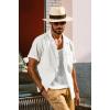 imagePJ PAUL JONES Mens Short Sleeve Button Down Shirts Untuckit Cuban Casual Shirt with Pocket for Summer BeachWhite