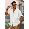 imagePJ PAUL JONES Mens Short Sleeve Button Down Shirts Untuckit Cuban Casual Shirt with Pocket for Summer BeachWhite