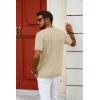imagePJ PAUL JONES Mens TShirts Henley Short Sleeve Shirt Casual Textured Knit TShirtApricot