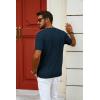 imagePJ PAUL JONES Mens TShirts Henley Short Sleeve Shirt Casual Textured Knit TShirtNavy Blue