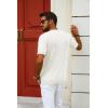 imagePJ PAUL JONES Mens TShirts Henley Short Sleeve Shirt Casual Textured Knit TShirtWhite