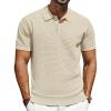 imagePJ PAUL JONES Knit Polo Shirts for Men Casual Short Sleeve Waffle Texture Polo Golf ShirtApricot