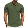 imagePJ PAUL JONES Knit Polo Shirts for Men Casual Short Sleeve Waffle Texture Polo Golf ShirtArmy Green