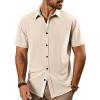 imagePJ PAUL JONES Mens Button Down Short Sleeve Shirts Casual WrinkleFree Dress Shirts Summer BeachBeige
