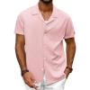 imagePJ PAUL JONES Mens Casual Button Down Shirt Short Sleeve Cuban Beach Shirt WrinkleFree Summer Shirts with Pocket